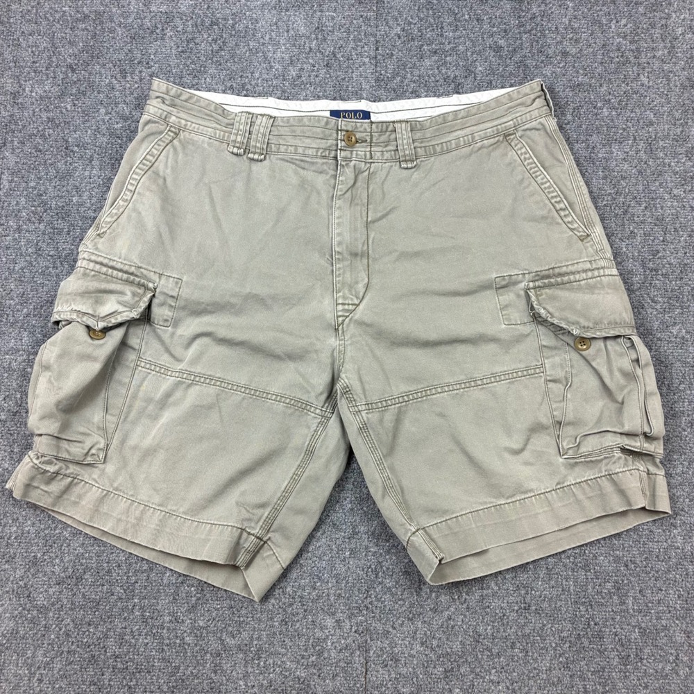 Polo Ralph Lauren Mens Size 40W Khaki Tan Cotton Chino Cargo Shorts